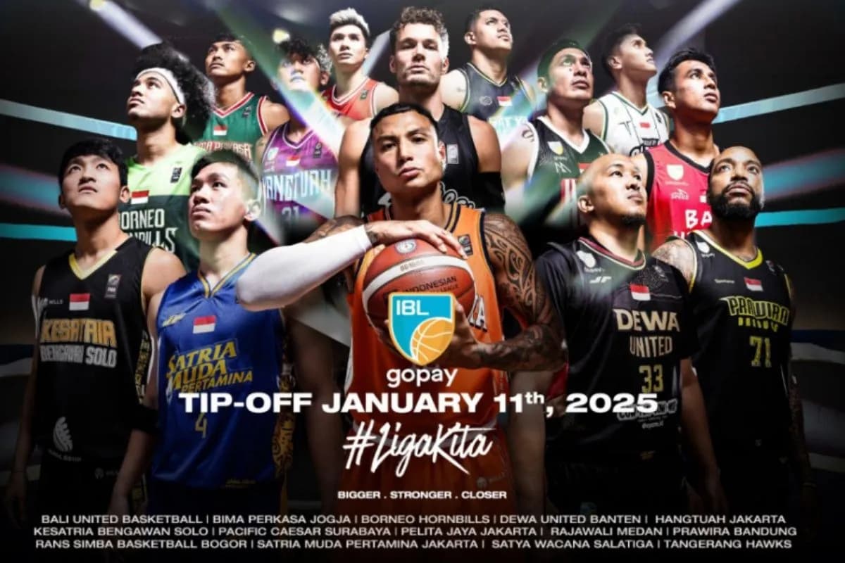 Para ikon dari 14 klub yang akan mengikuti Indonesian Basketball League (IBL) 2025.
