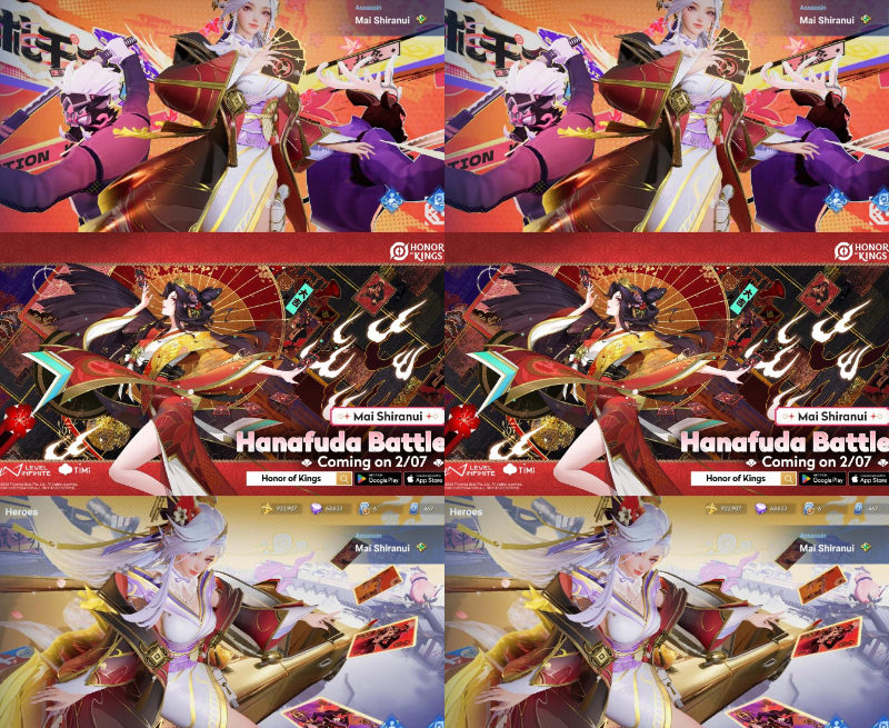 Detail skin Hanafuda Battle Mai Shiranui di game Honor Of Kings