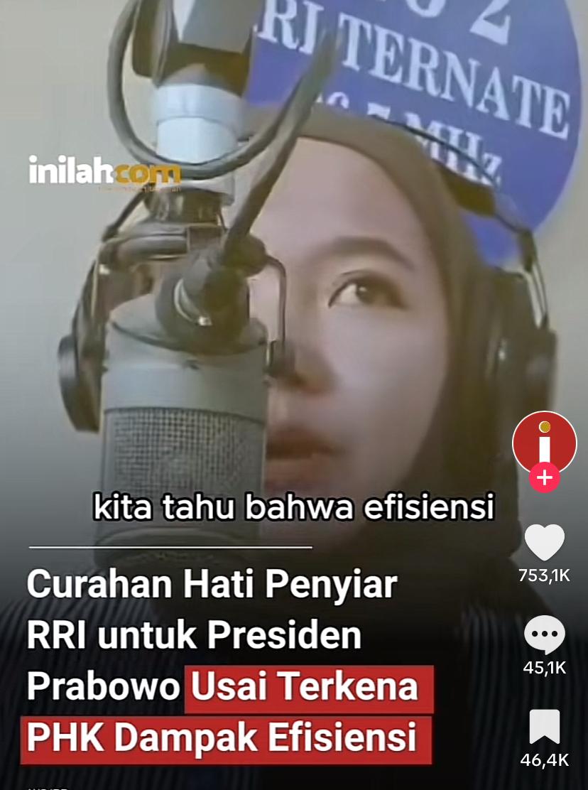 Viral! Curhatan penyiar RRI Ternate untuk presiden Prabowo usai terkena PHK Dampak efisiensi