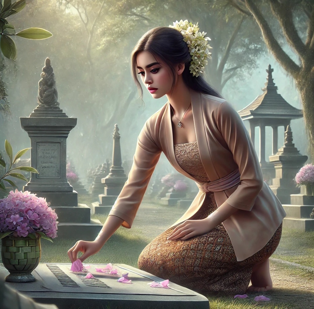 Ilustrasi tradisi nyekar menjelang bulan puasa.