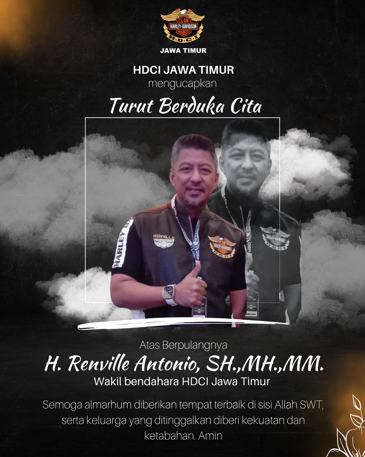 Duka mendalam dari keluarga HDCI Jatim.