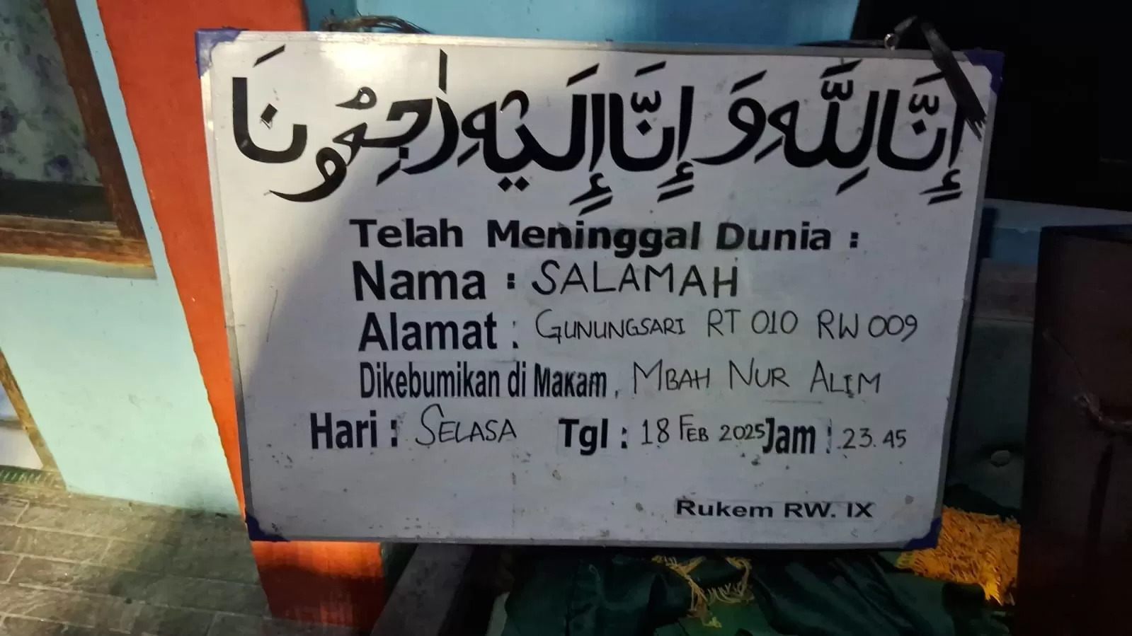 Salamah menjadi korban pembunuhan anak kandungnya sendiri.