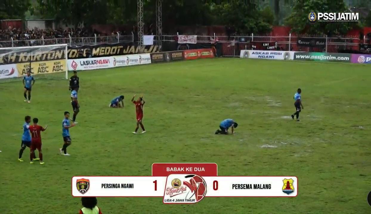 Persinga Ngawi sukses kalahkan Persema Malang di semifinal Liga 4 Jatim.