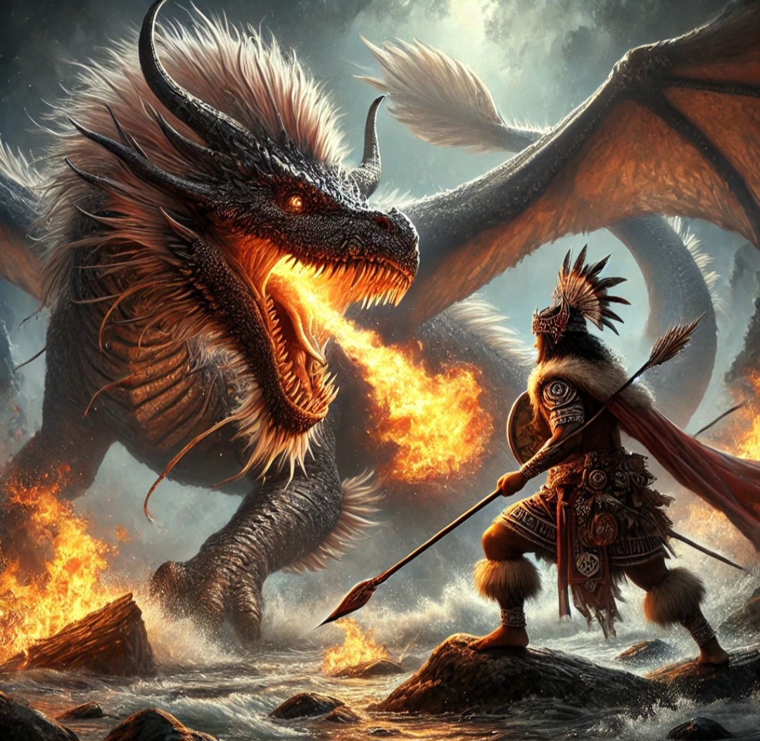 Ilustrasi Biwar melawan Naga.