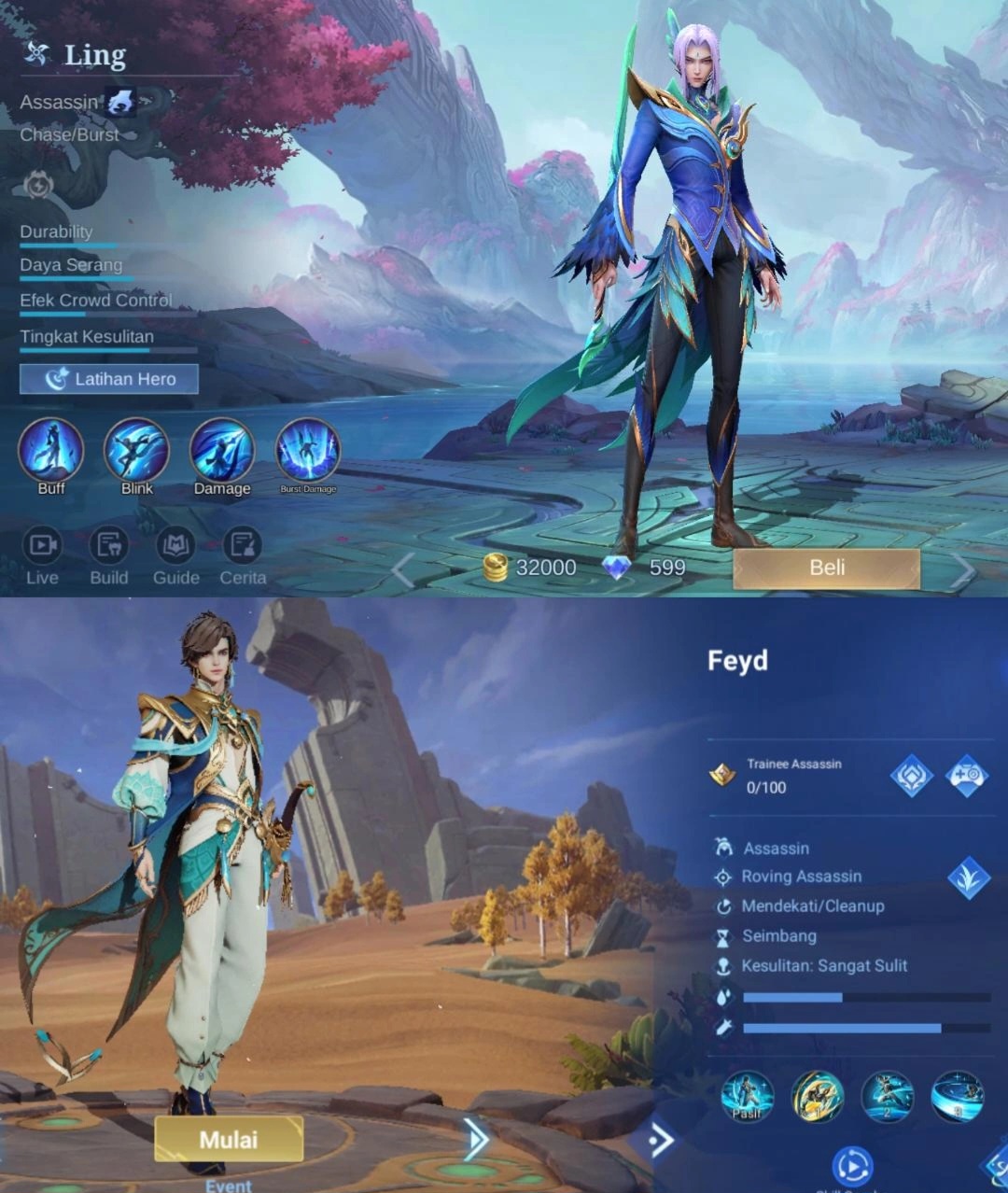 Perbedaan Feyd dari Honor Of Kings (HOK) dengan Ling dari Mobile Legeds (MLBB)