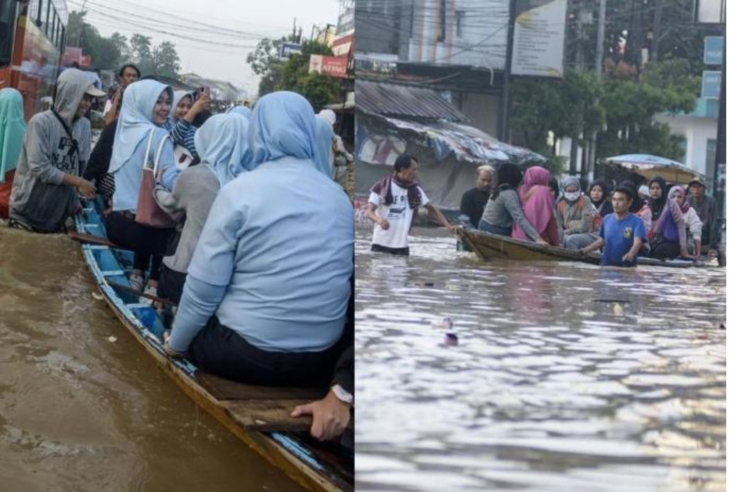 Potret video amatir bencana banjir di Bandung, Jawa Barat.