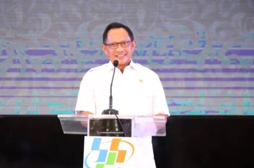 Menteri Dalam Negeri Tito Karnavian saat menghadiri Anugerah Hari Statistik Nasional 2024.