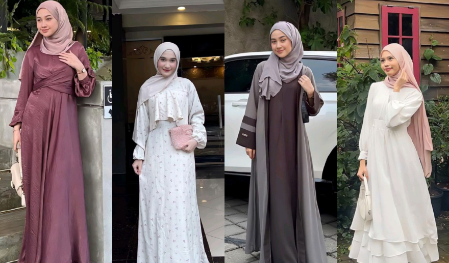 Rekomendasi ootd gamis lebaran 2025 (Pinterst @linaikrimaa_)
