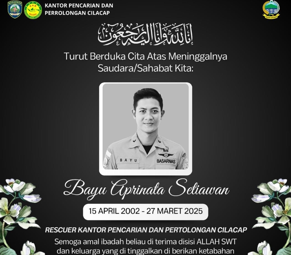 Bayu Aprinata Setiawan, petugas Basarnas Cilacap meninggal dunia.