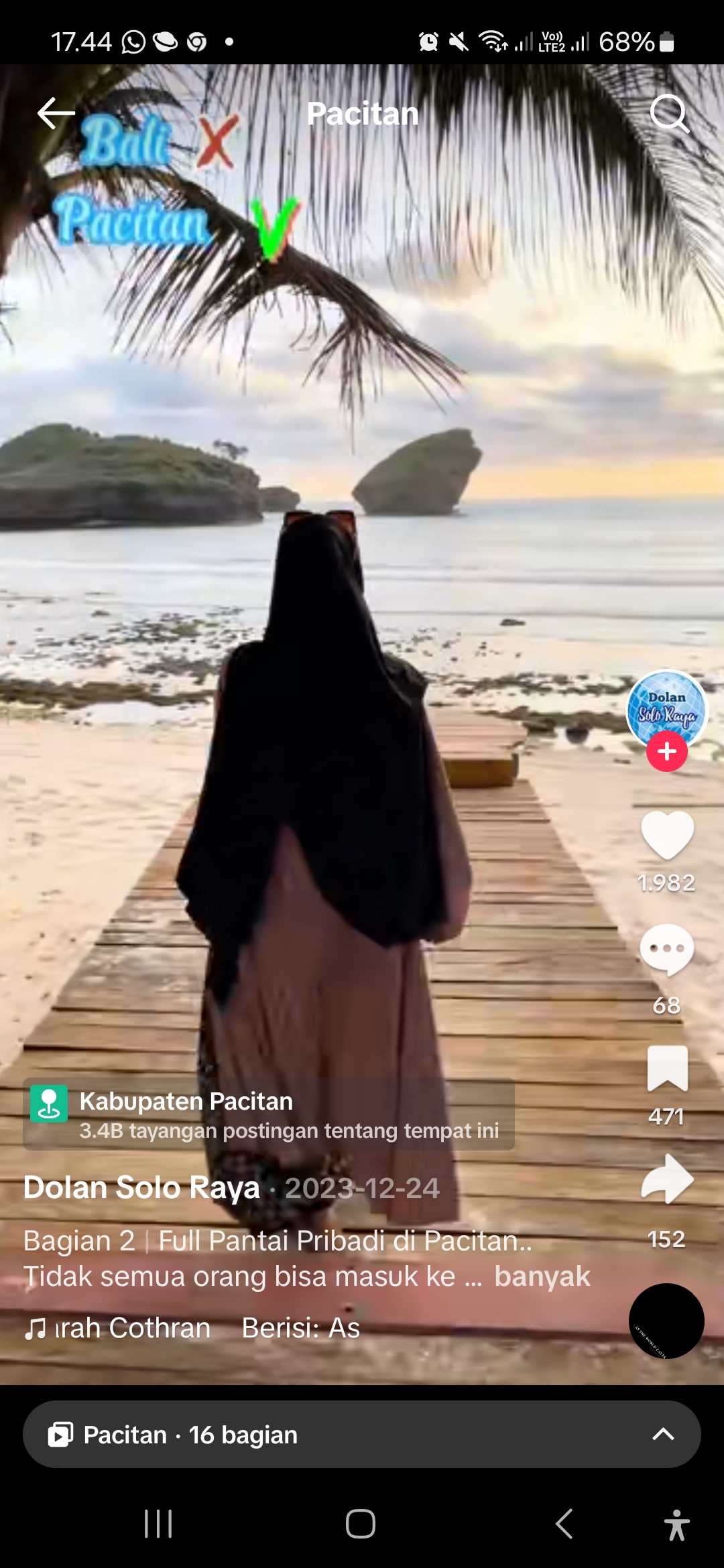 Pantai viral di Pacitan bikin penasaran netizen karena belum memiliki nama.