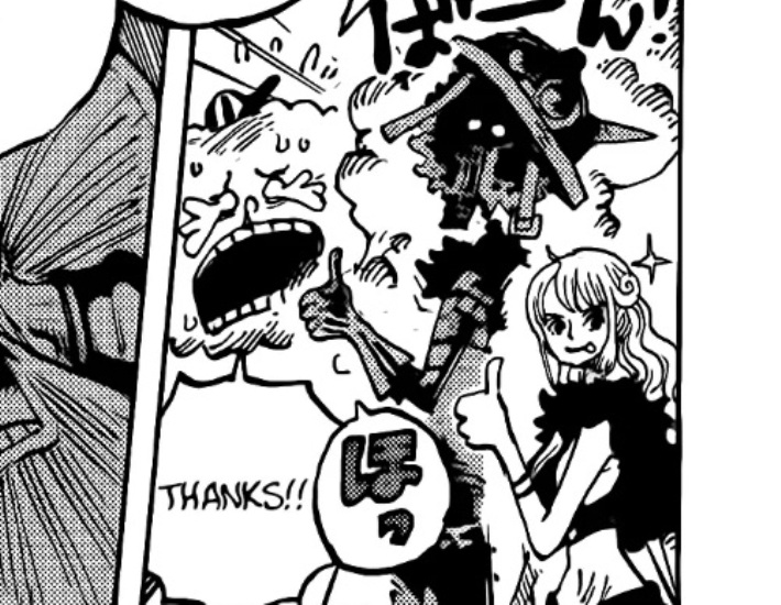 Brook gosong setelah kena petir Zeus di baca komik One Piece 1146 RAW.