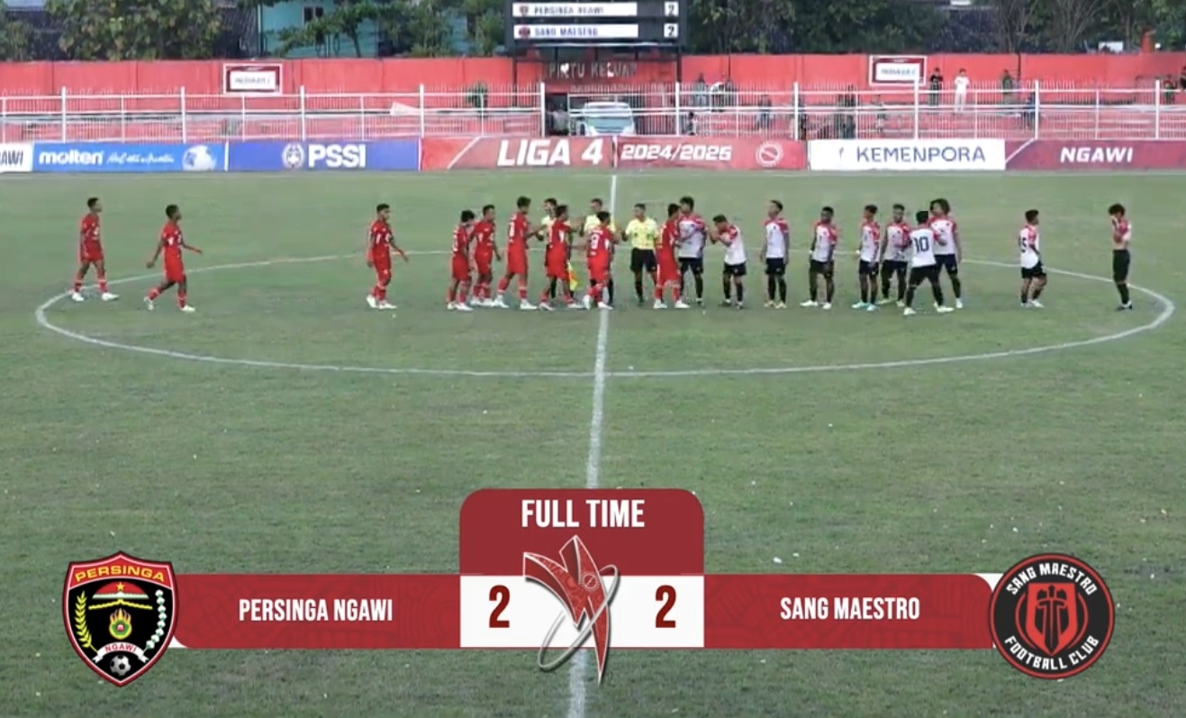 Laga Persinga Ngawi vs Maestro FC berakhir imbang.