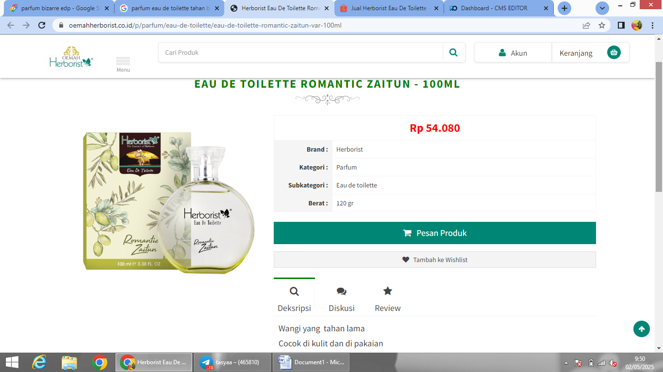 Rekomendasi parfum dari Herborist EDT.