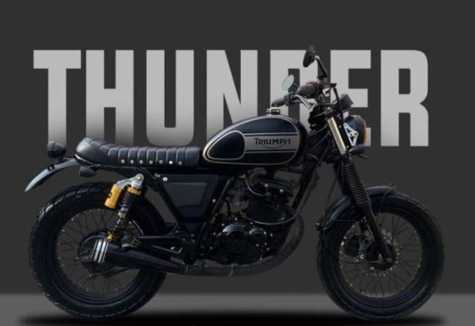 Modifikasi Suzuki Thunder 125 ala motor klasik Royal Enfield.