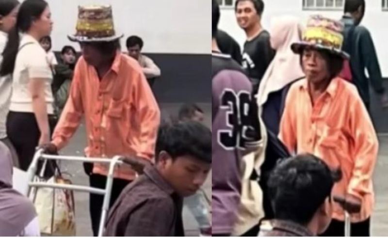 Viral video mirip atau diduga Pak Tarno mengemis di Kota Tua, Jakarta.