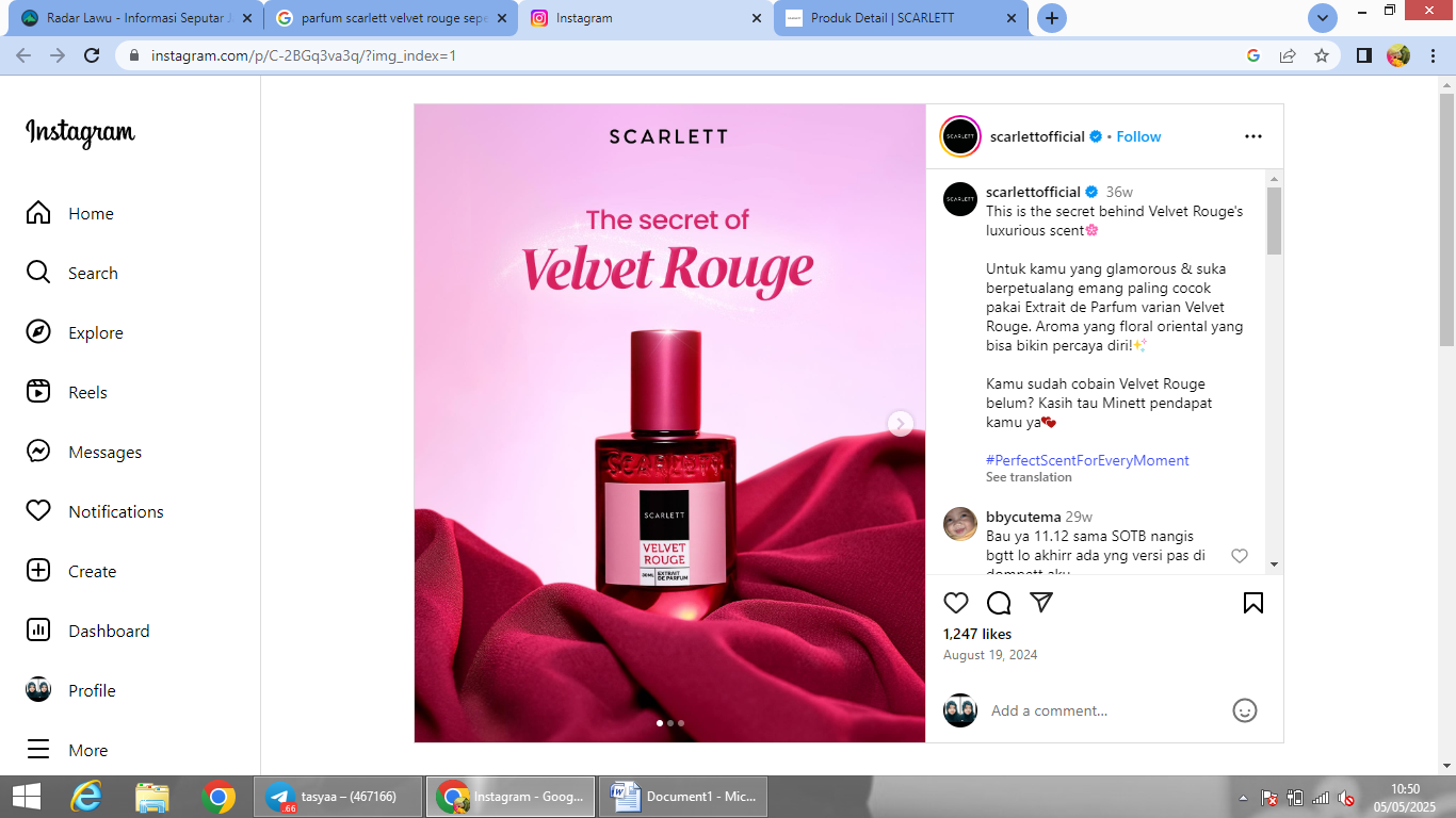 Rekomendasi parfum scarlett anti bau keringat tidak sedap.