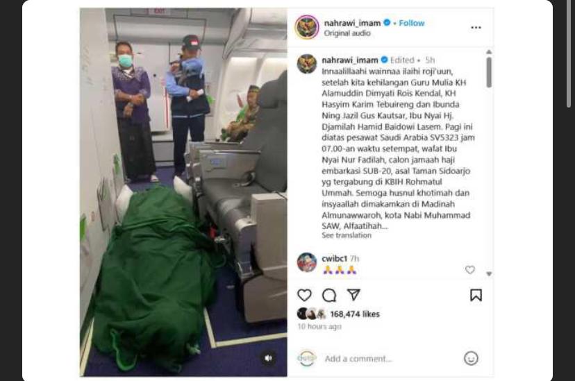Postingan nahrawi_imam tentang kepergian nyai hj djamilah Hamid Baidowi lasem