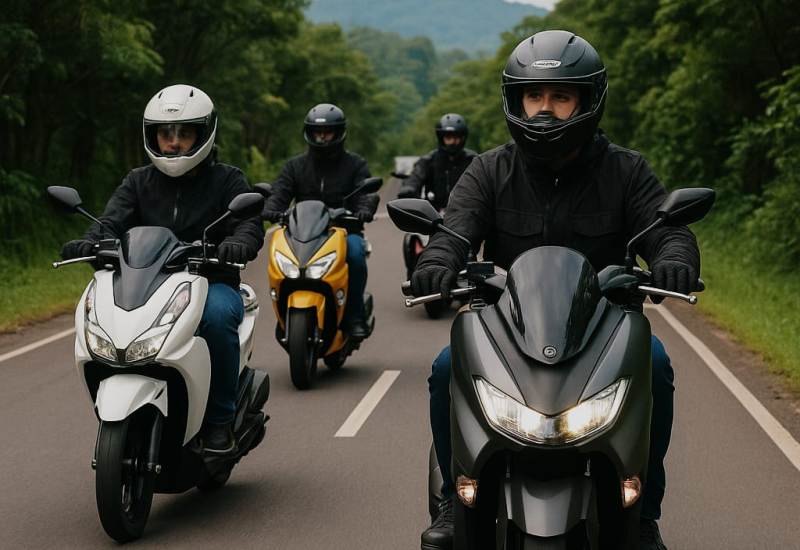 Ilustrasi motor matic yang nyaman untuk touring jarak jauh.