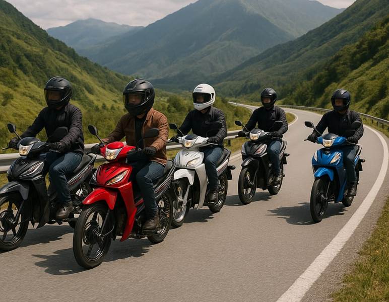 Ilustrasi rekomendasi motor bebek cocok untuk touring.