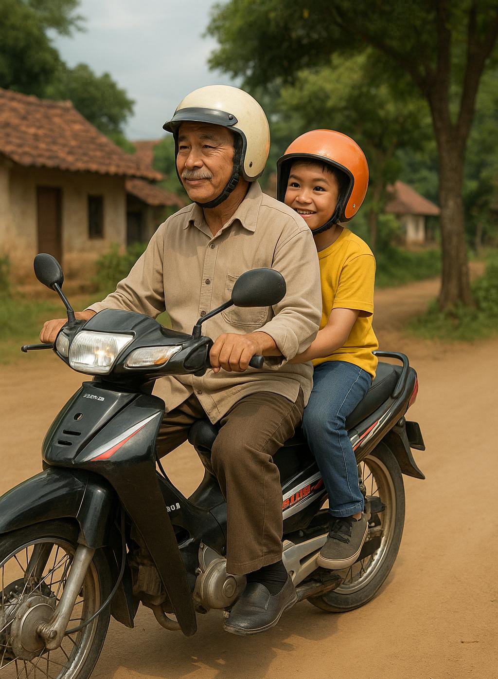 Ilustrasi motor bebek tahun 2000 an yang irit BBM.