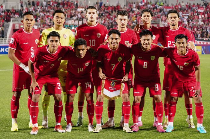 Skuad Timnas U-23 Indonesia saat menghadapi Yordania di laga terakhir Grup A Piala Asia U-23 (21/42024).