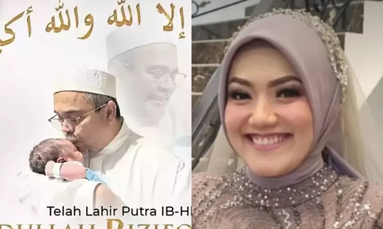 Sosok Syarifah Mona Hasina Alaydrus, istri muda Habib Rizieq Shihab, melahirkan bayi laki-laki bernama Abdullah Rizieq Shihab.