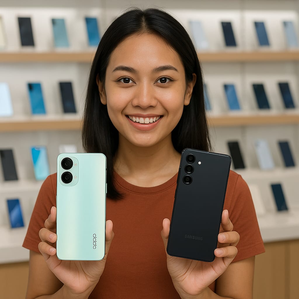Perbandingan HP Oppo dan Samsung.