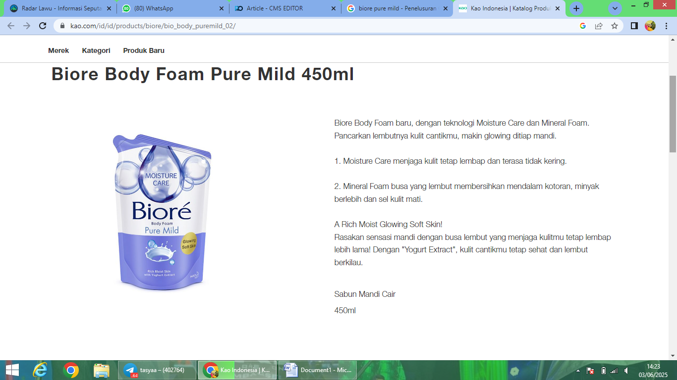 Sabun mandi dengan kandungan senyawa kimia Phenoxyethanol.