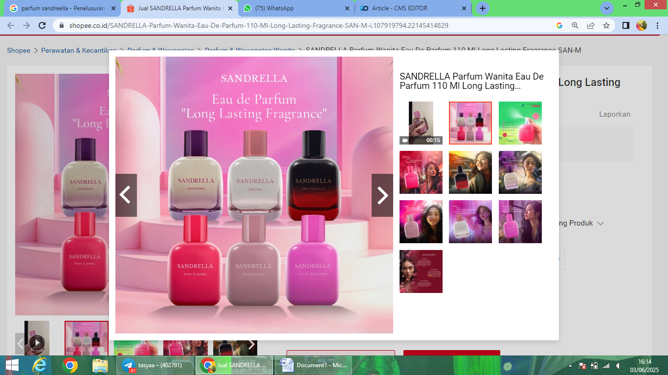 Rekomendasi parfum dari Sandrella dengan aroma seperti brand ZARA.