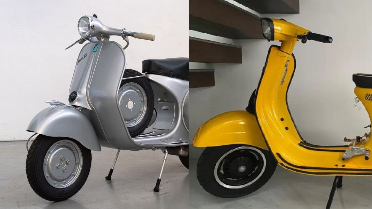 Vespa GS 150 dan Vespa PTS, dua varian klasik Vespa dengan karakter yang berbeda tapi sama-sama legendaris.