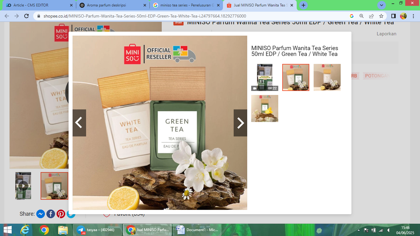 Rekomendasi parfum dengan aroma teh dari Miniso.