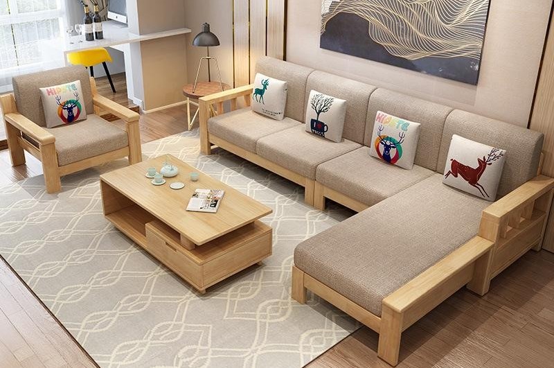 Ilustrasi kursi sofa model kayu sedang tren.