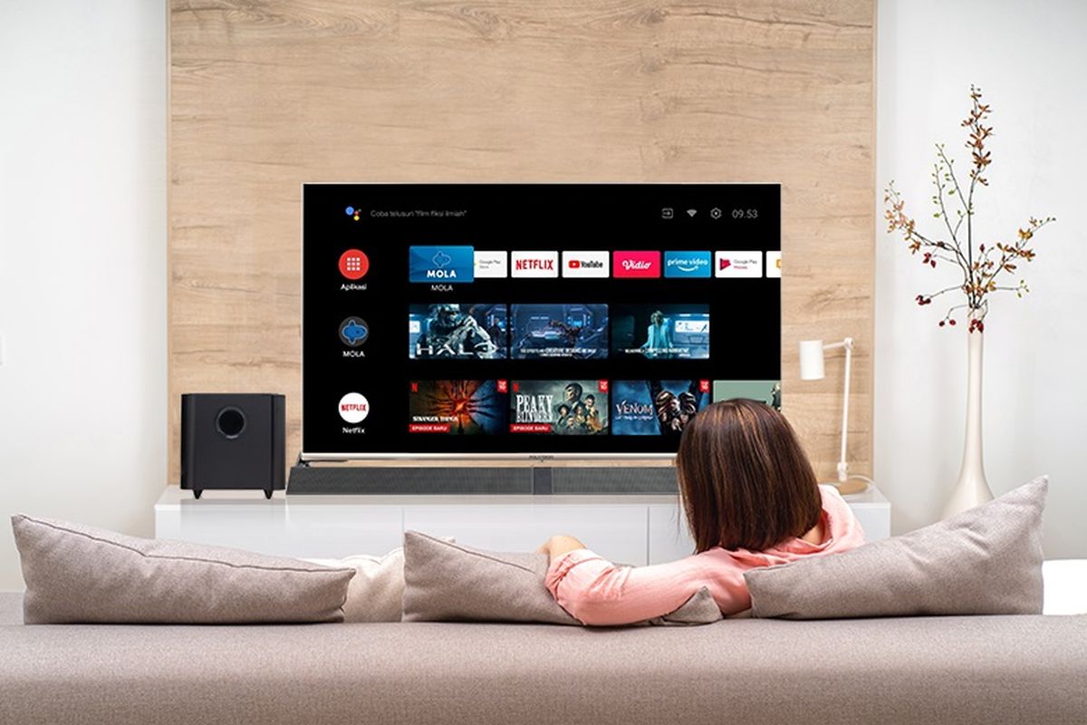 Ilustrasi rekomendasi smart TV yang dapat mengakses YouTube atau Netflix.