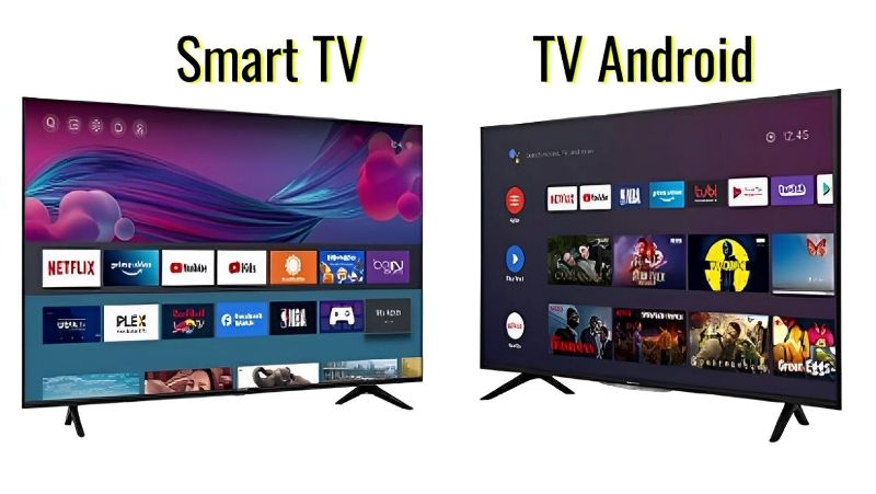 Ilustrasi perbedaan smart Tv dan TV android.
