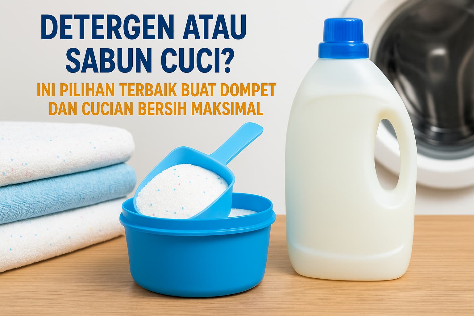 Ilustrasi perbandingan sabun cuci dan detergen.