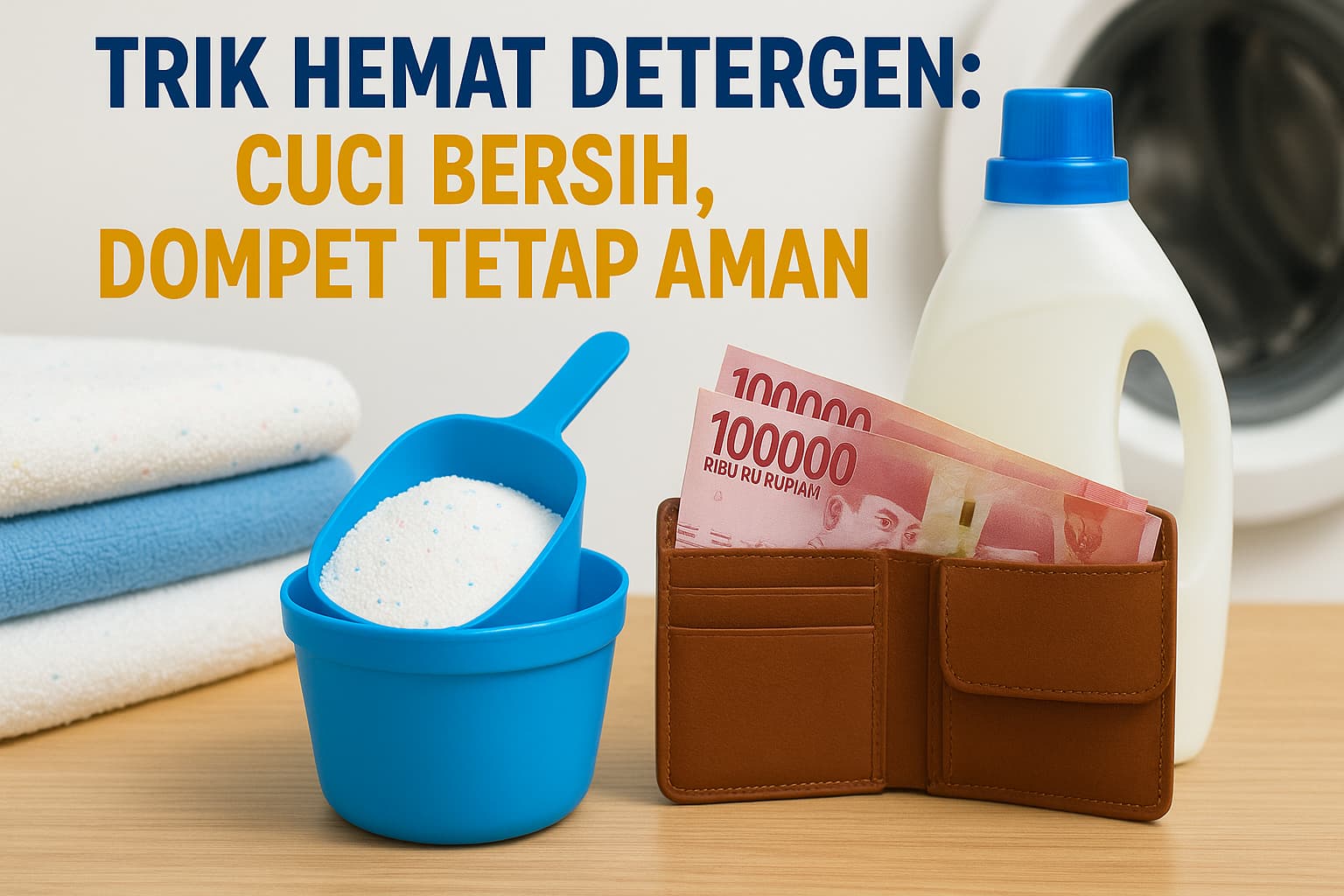 Ilustrasi trik hemat detergen tapi pakaian tetap bersih.