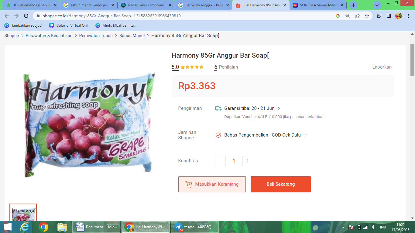 Rekomendasi sabun mandi dengan aroma buah anggur.