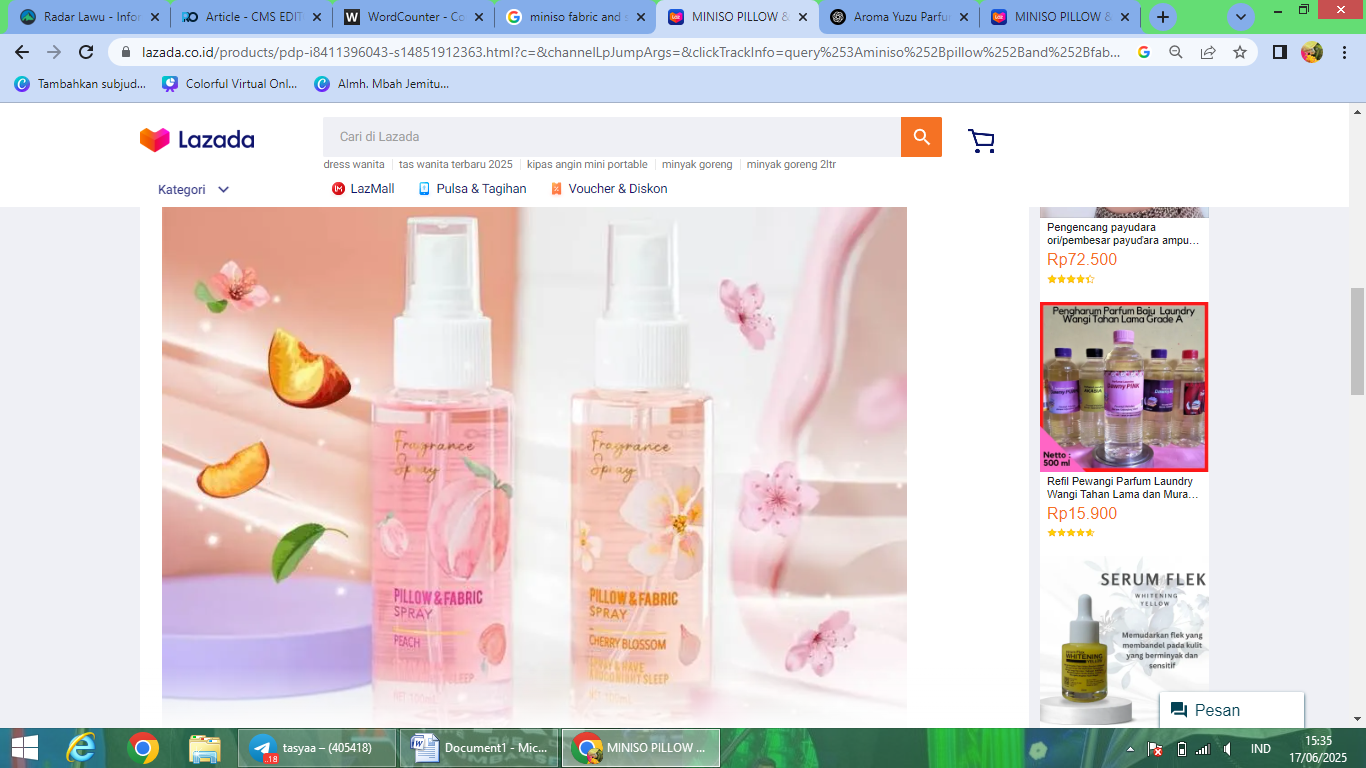 Rekomendasi parfum untuk bantal dan sprei dari Miniso.
