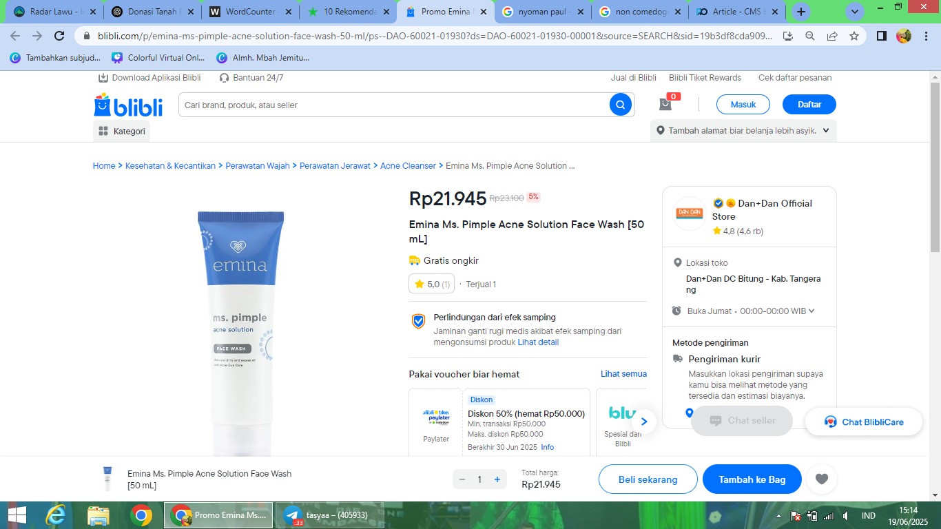 Rekomendasi sabun cuci muka yang non comedogenic.