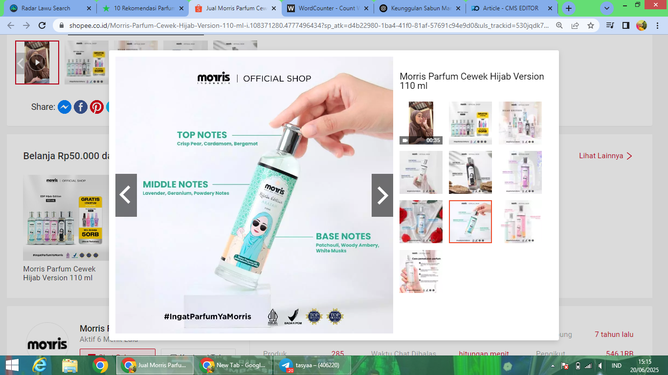 Rekomendasi parfum dari brand Morris untuk cewek.