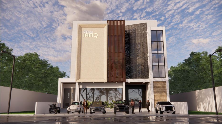 Graha IAMQ dirancang sebagai pusat kegiatan Qurani di lingkungan Ponpes MQ, Tebuireng, Jombang.