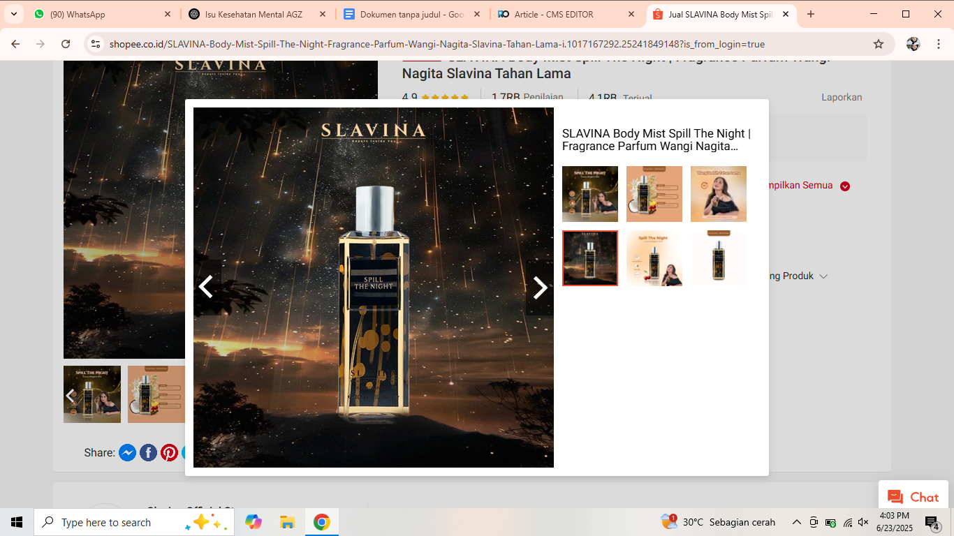 Rekomendasi body mist Slavina.