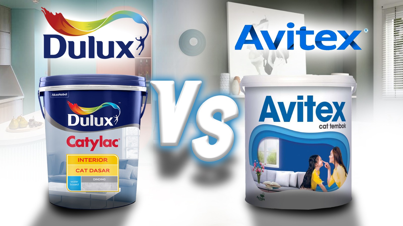 Ilustrasi perbandingan cat pastel Dulux dan Avitex.