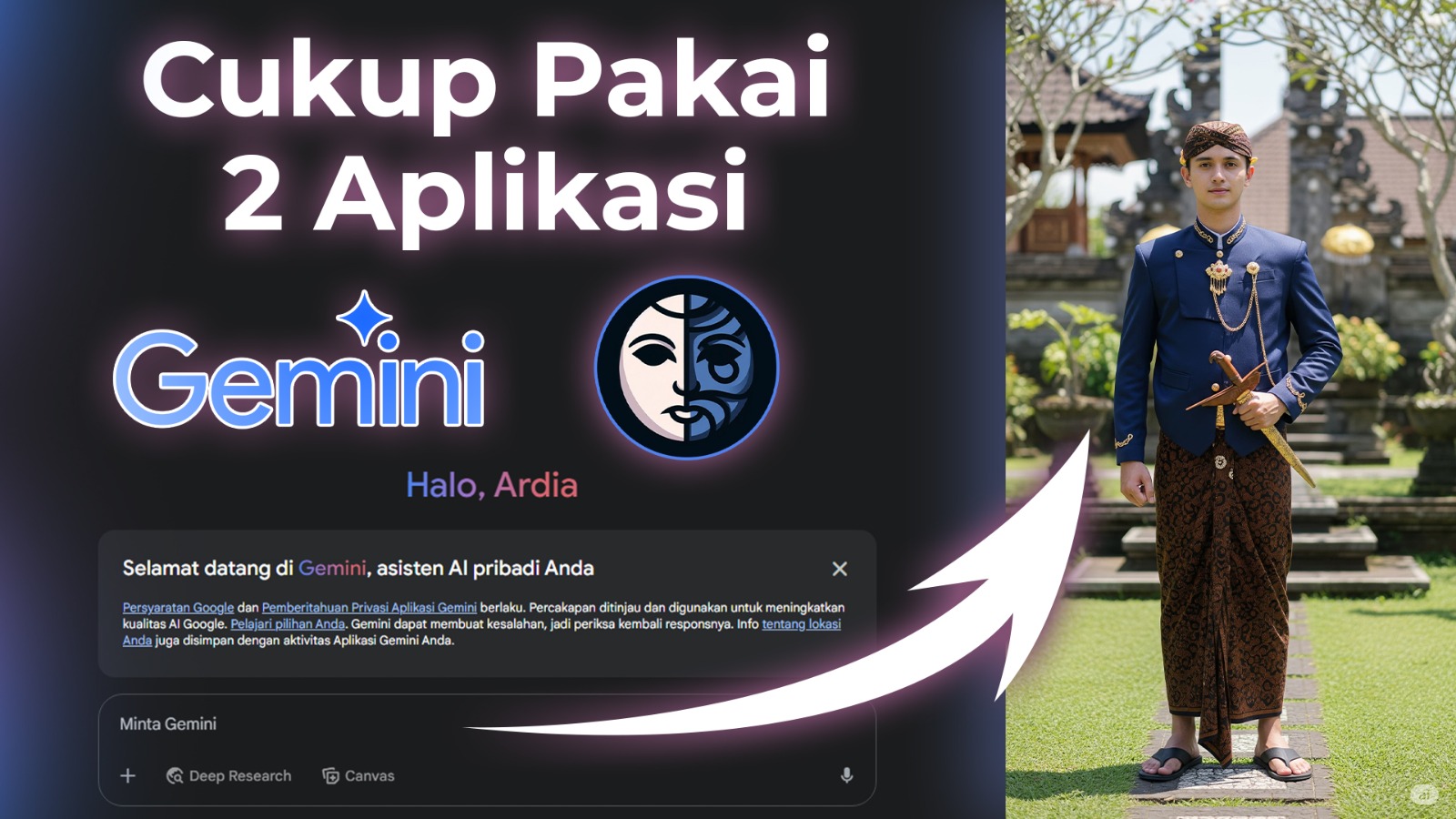 Ilustrasi AI foto pakaian adat Jawa dengan prompt Google Gemini.