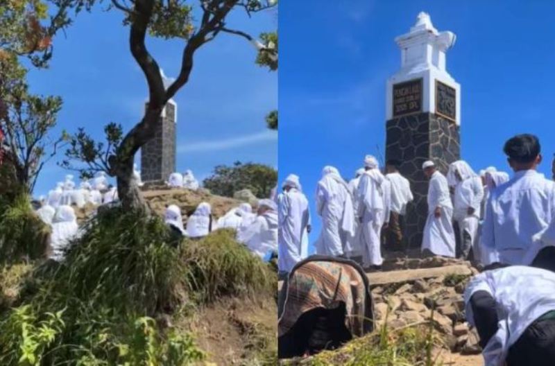 Viral rombongan jubah putih di puncak Gunung Lawu.