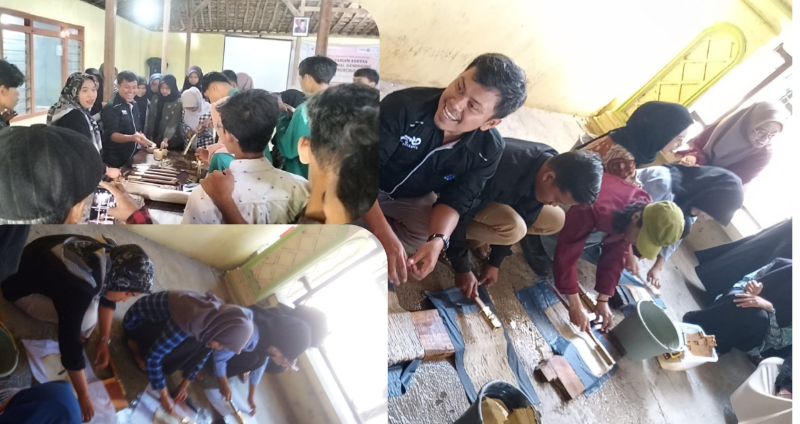 Pelatihan bersama ISI Surakarta membuat kertas dluwang atau gedhog atau gendhong khas Tegalsari Ponorogo