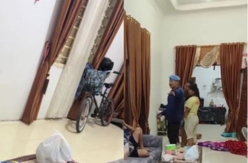 Detik-detik seorang istri menggrebek suami yang diduga anggota polisi tengah bersama seorang perempuan.