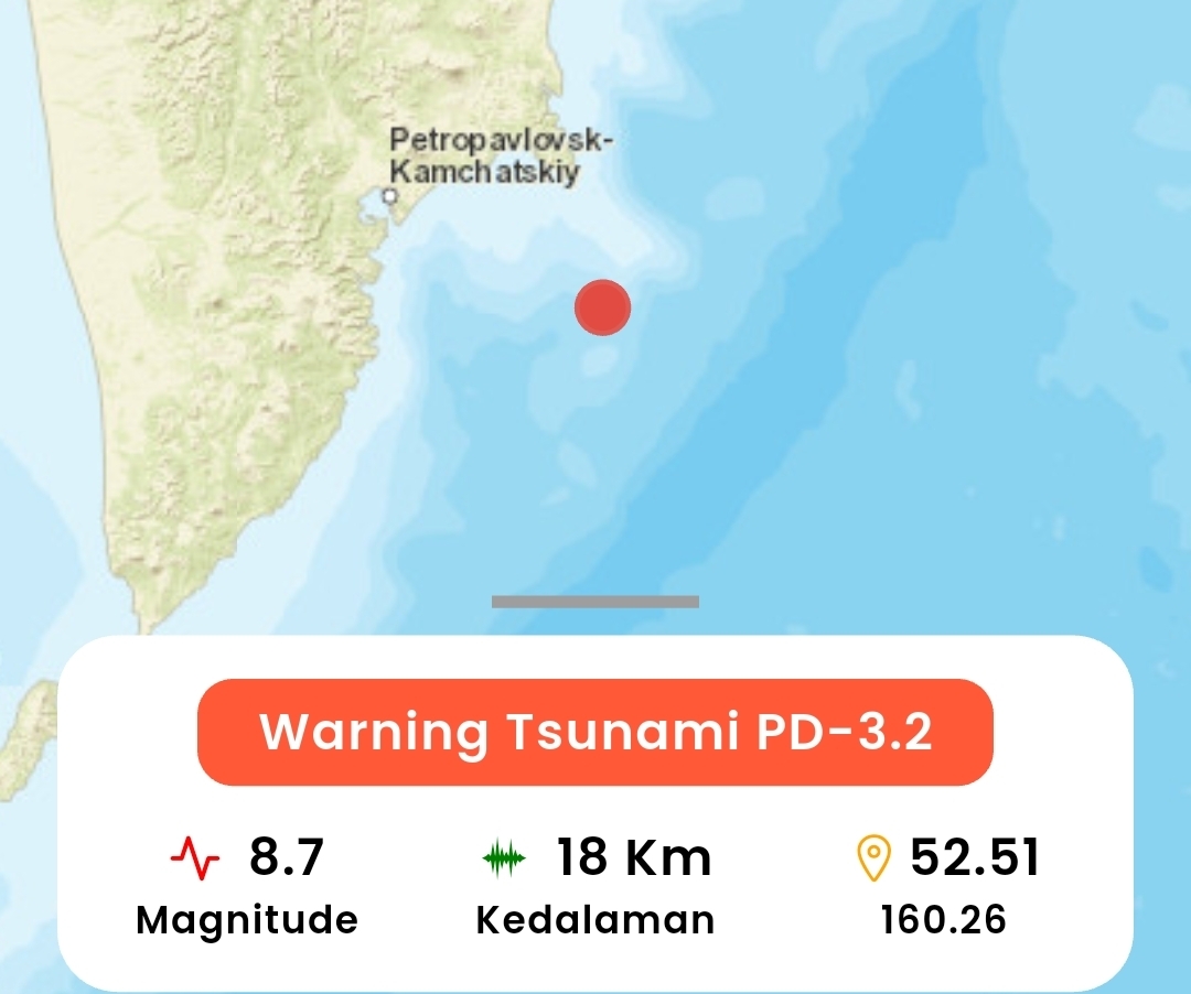 Gempa Rusia berdampak tsunami Jepang hingga ke Indonesia, Jayapura jadi wilayah dengab status warning.
