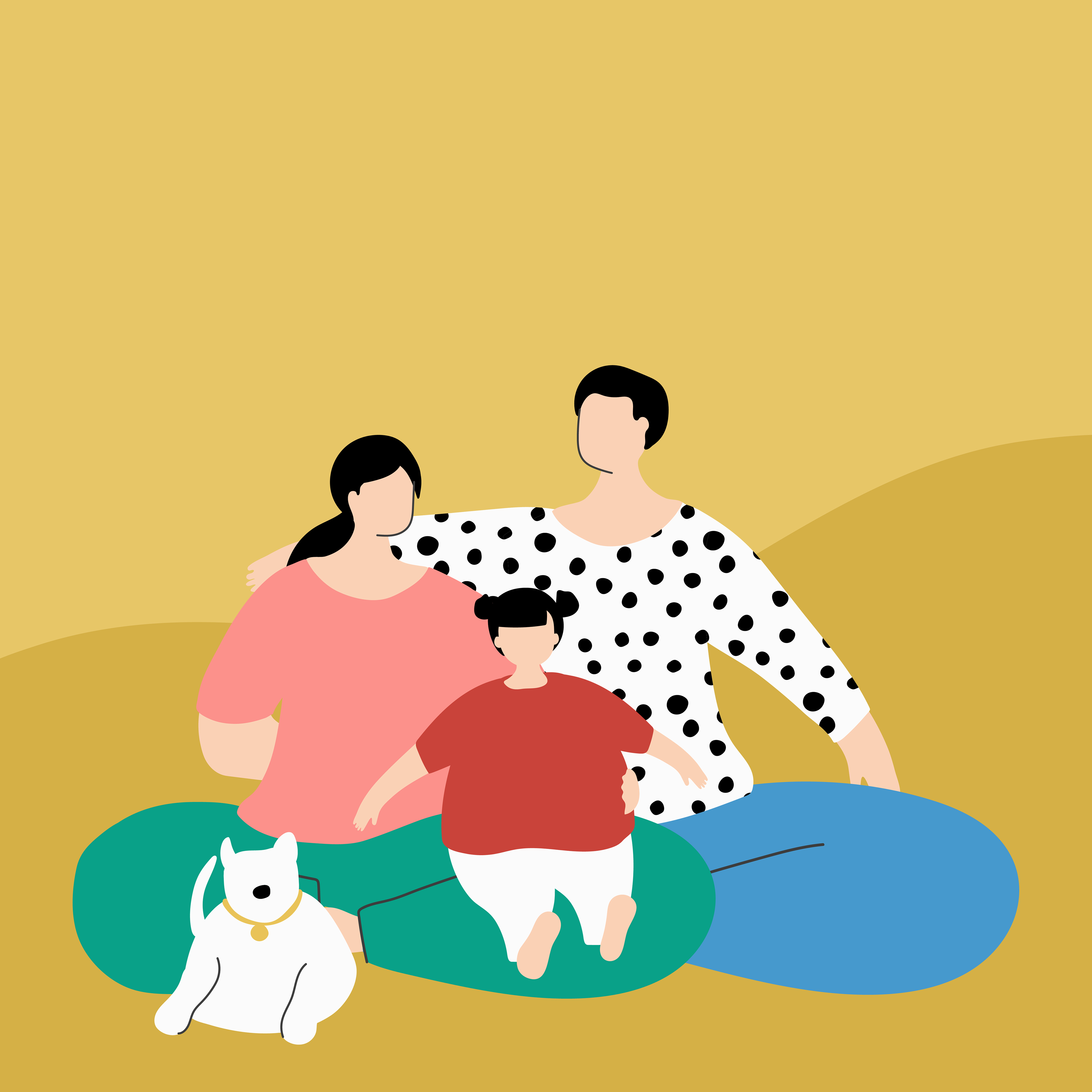 Happy family in isolation during the coronavirus pandemic vector