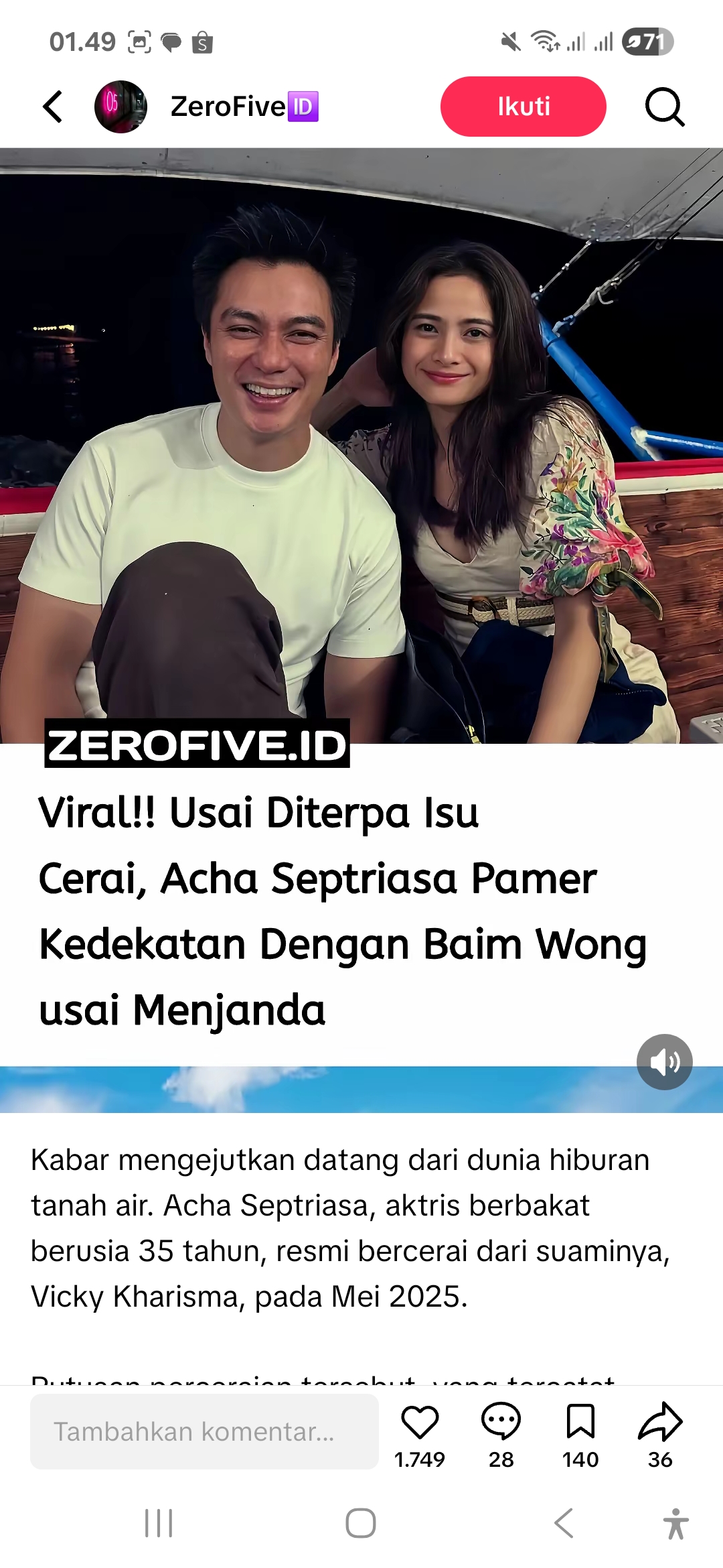 Acha Septriasa dan Baim Wong di lokasi syuting, chemistry keduanya jadi sorotan netizen.